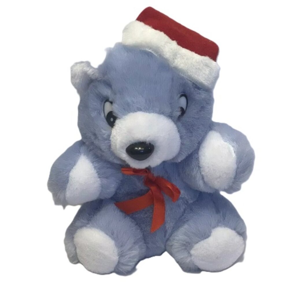 Youngrowth Toys Purple Bear Christmas Plush 8 Stuffed Animal Santa Hat and Bow